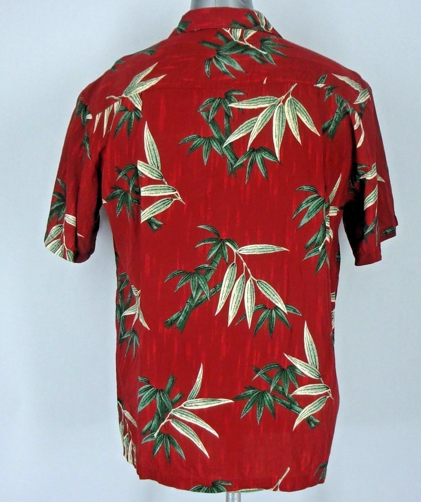 PARADISE FOUND Men's Large  Button-Front  Short Sleeve Wine Floral 100% Rayon