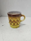 Vintage Fire King Kimberly Diamond Brown Yellow Coffee Mug Cup. Free Shipping