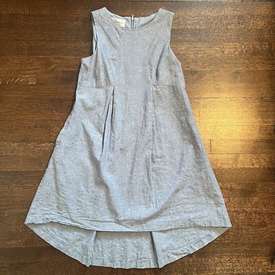 Donna Morgan Blue Linen Blend Sleeveless Chambray Dress Size