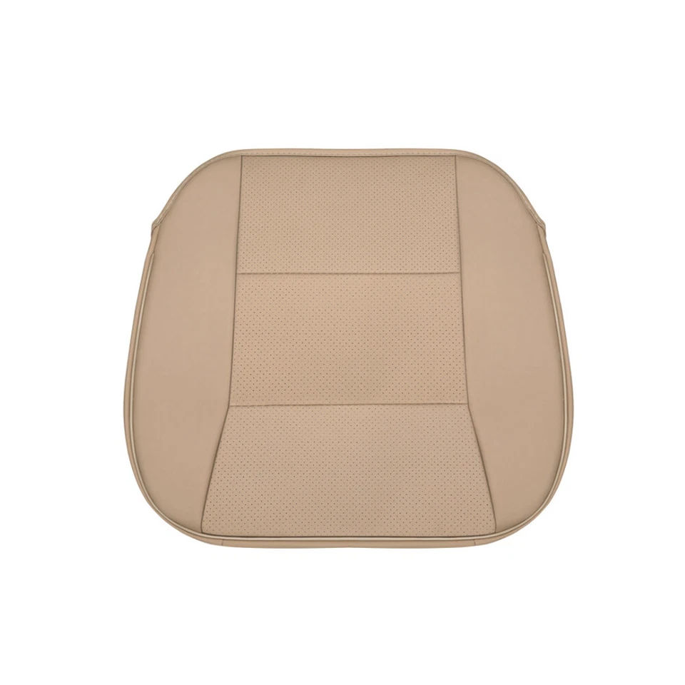 Beige Deluxe PU Leather Seat Cushion Car Front Seat Cover Universal Accessories — 第 4/4 张图片