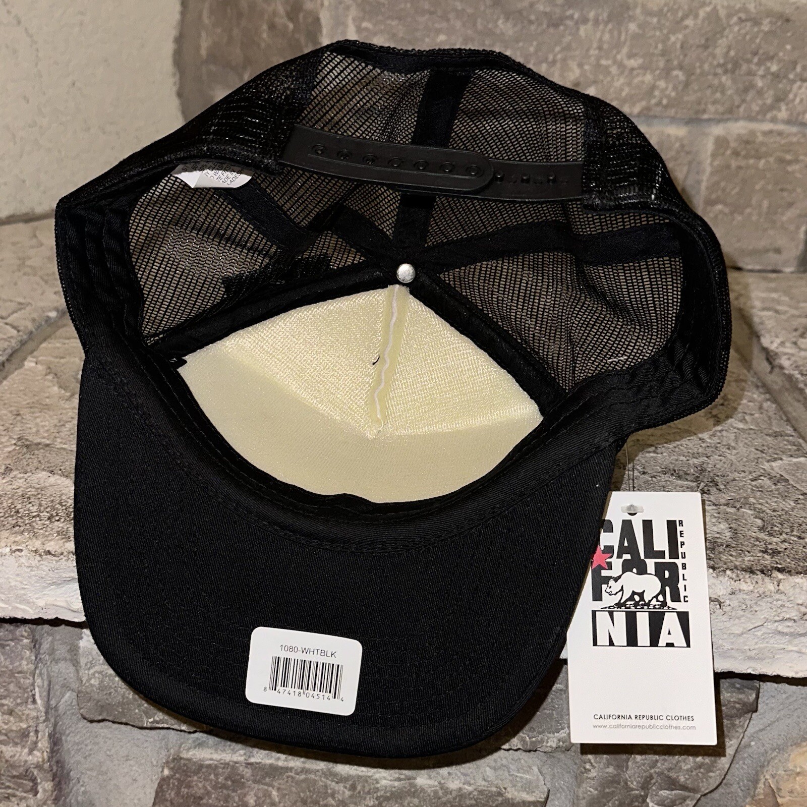 New Decky Brand California Republic Black Snapback Mesh Trucker Hat Cap