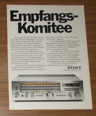 Seltene Werbung SONY STR-434 L HiFi Receiver - Empfangskomitee 1980