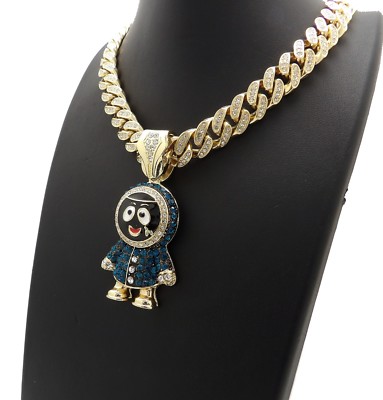 Hip Hop CZ ESKIMO pendant & 13mm 18'' Full Iced Cuban Choker Chain Necklace