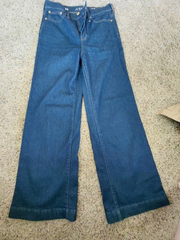 J.CREW Women’s Dark Wash Blue Wide-Leg Denim Jeans 5-Pocket Mid Rise