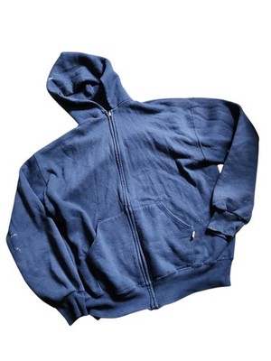 Vintage 90s Mens L Russell Athletic Full Zip Up Hoodie Navy Blue