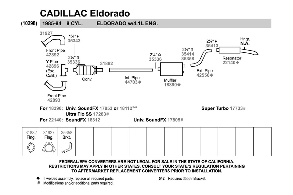 For Cadillac Eldorado 1979-1985 Walker Aluminized Steel Exhaust Extension Pipe Foto 3 de 4