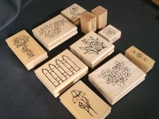 Lot P 11 Rubber stamps Spring Flowers Garden Mothers Day plants herbs dots jrl