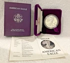 1987 S American Proof Silver Eagle - With Box & CoA