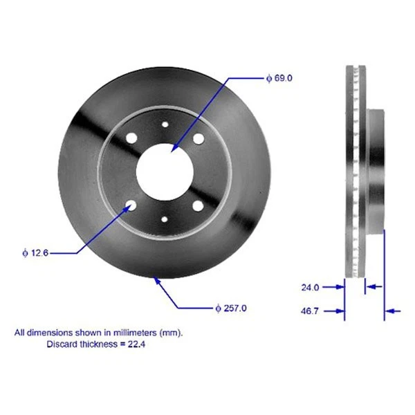 For Hyundai Elantra 01-06 Bendix Global Premium Plain Vented Front Brake Rotor Foto 3 de 3
