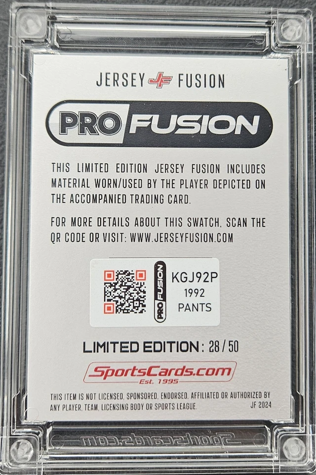 1992 Topps - Ken Griffey Jr Джерси Fusions Гигантская Игра Б/у Нашивка на Брюки /50 - Изображение 3 из 4