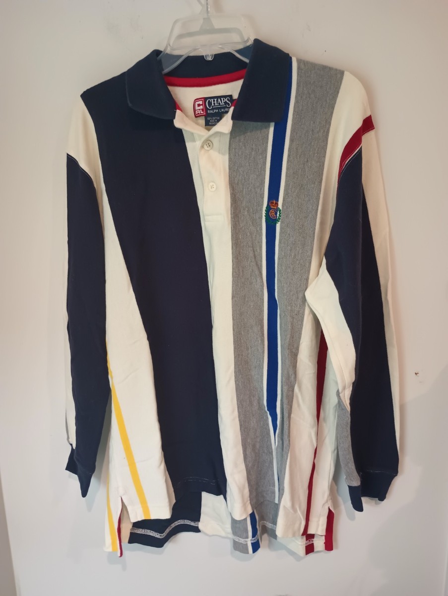 Vintage Chaps Ralph Lauren Rugby Shirt Mens Large Long Sleeve