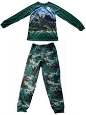 Wonder Nation Boys Dino Pajamas Size L 2 Piece Long Sleeve Shirt Pants Set
