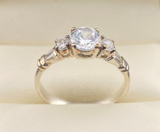 Vtg Royal 925 PD Crown Signed C Z Sterling Silver Ring Size 8 Luxury Engagement