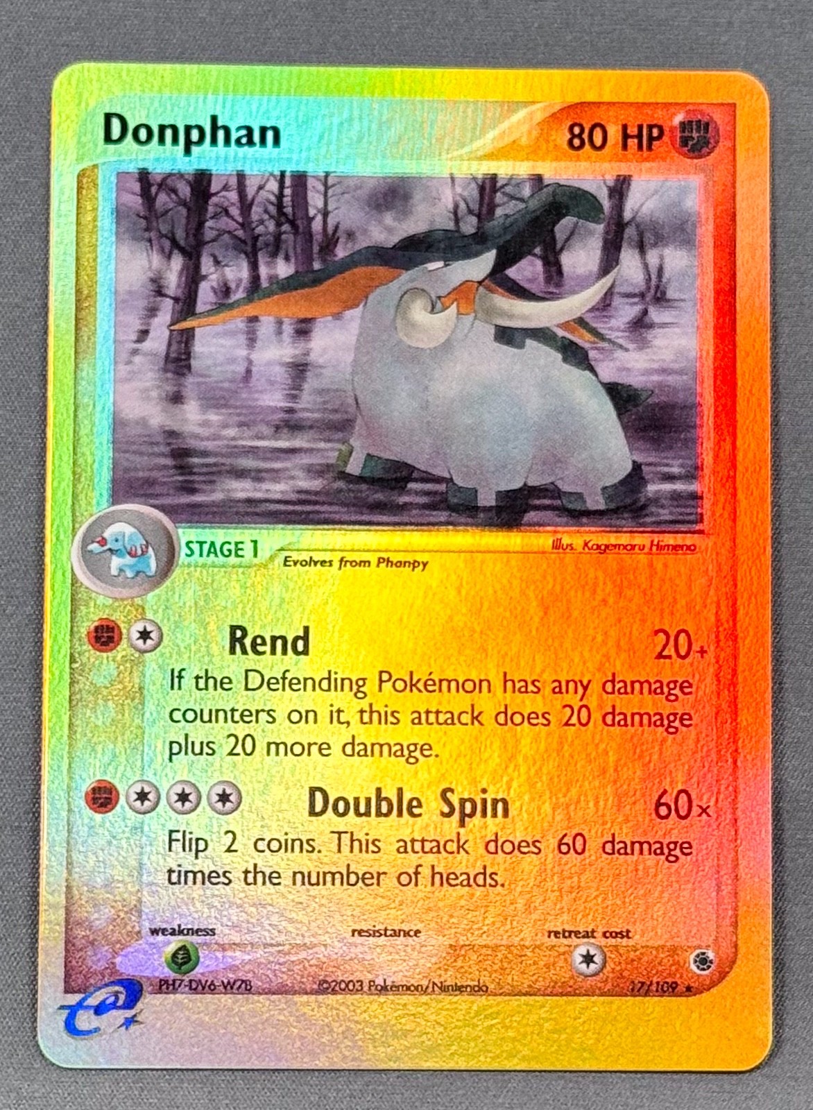 NM Reverse Holo Donphan 17/109 Rare Ruby & Sapphire Pokemon Kagemaru Himeno