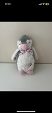TED BAKER 8" DESIGNER MUMMY PENGUIN SOFT TOY PLUSH CHIME RATTLE GREY & WHITE