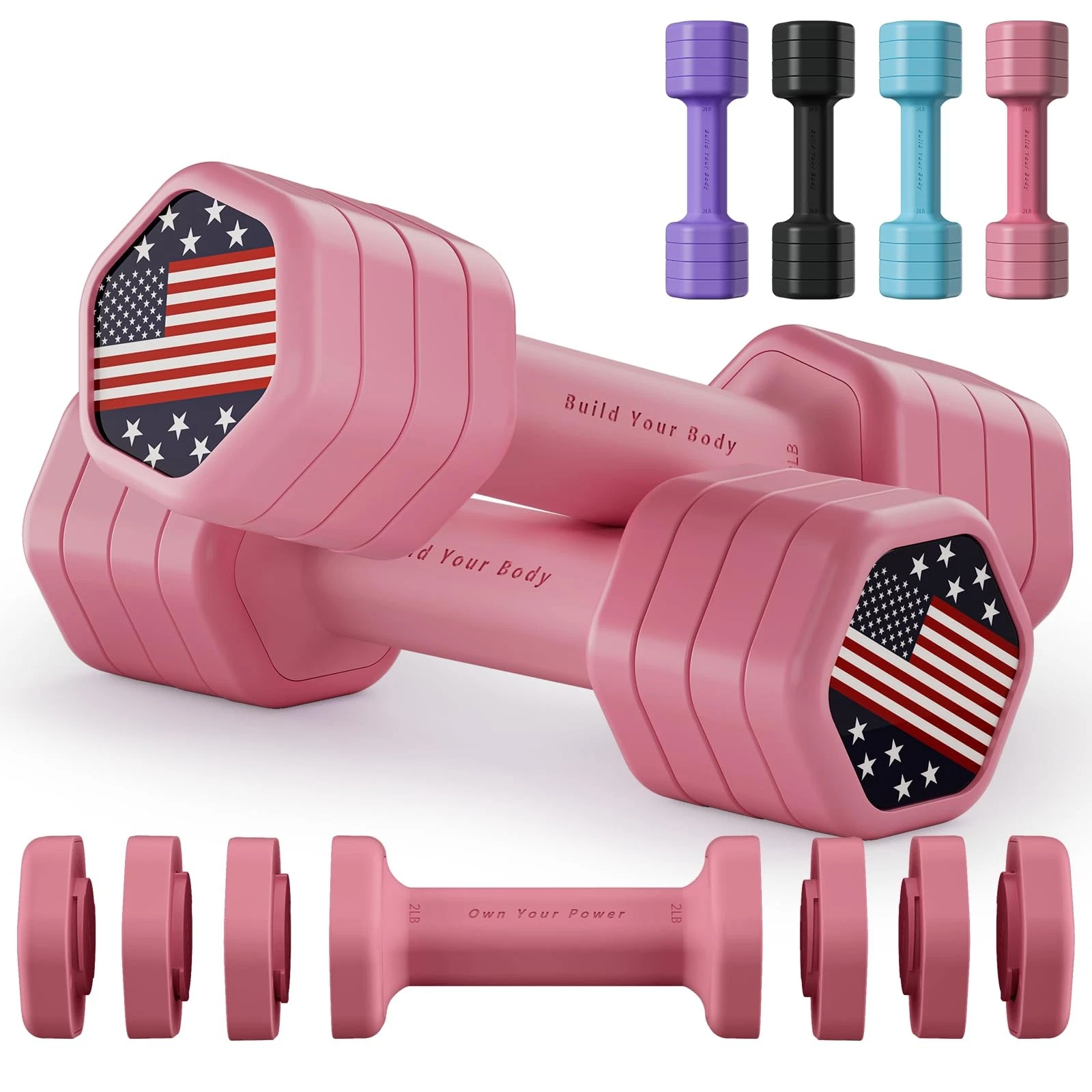 Zempox Adjustable Dumbbell Set of 2, 4 in 1 Hand Weights for Women at Home, 5...