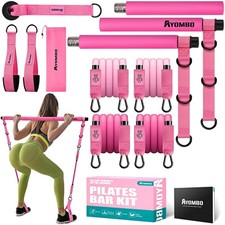 3-Section Pilates Bar Kit with Adjustable Res...