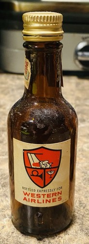 VINTAGE 1962 Western Airlines Canadian Club Whiskey Mini bottiglia di liquore in vetro - Foto 2 di 2