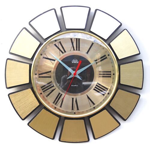 SMITHS TIMECAL 1970s Sunburst Vintage Wall Clock Midcentury Retro Kitsch - Picture 1 of 17
