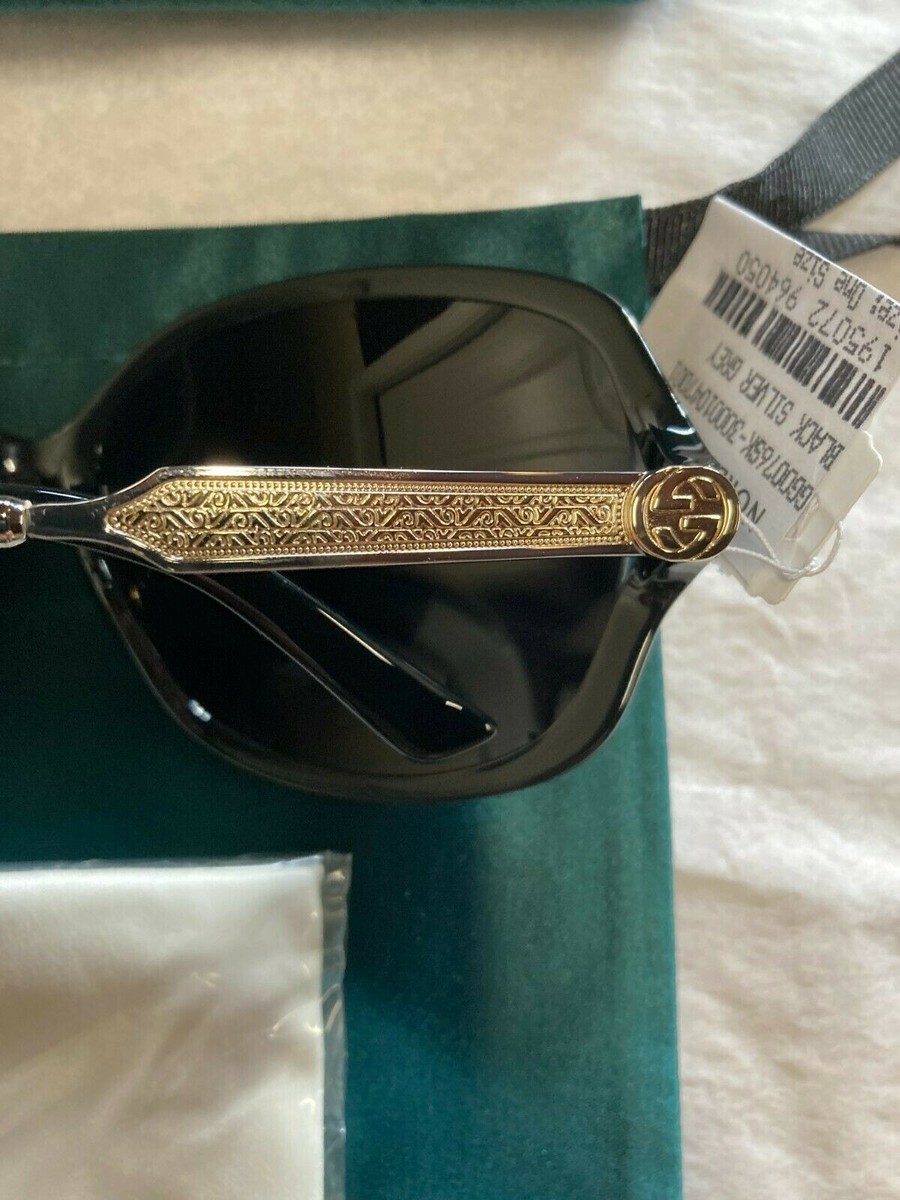 New Gucci GG0076SK 001 Gold/Black 60mm Butterfly Women display picture 3