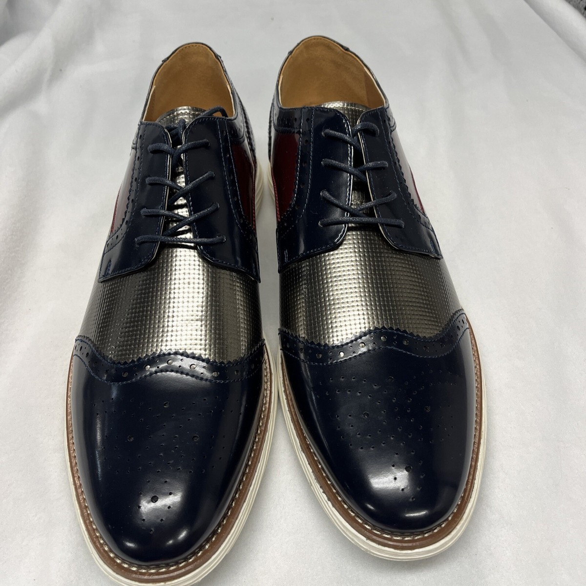 Jitai men\'s navy blue and red tie up dress shoes. Size 10 Amazon.com | Jepsen Gord Men main image 3