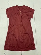Shein Dark Red Short Sleeve 1/4 Button Up Dress Womens Size Small