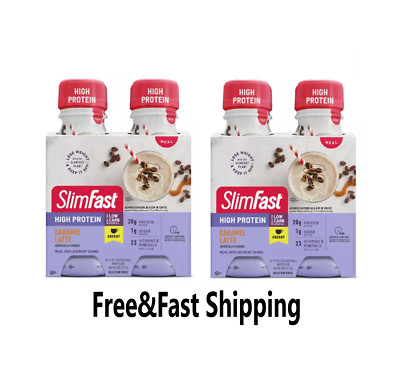 Slimfast High Protein Energy, Caramel Latte Meal Replacement Shake,11 fl Oz,8 Ct