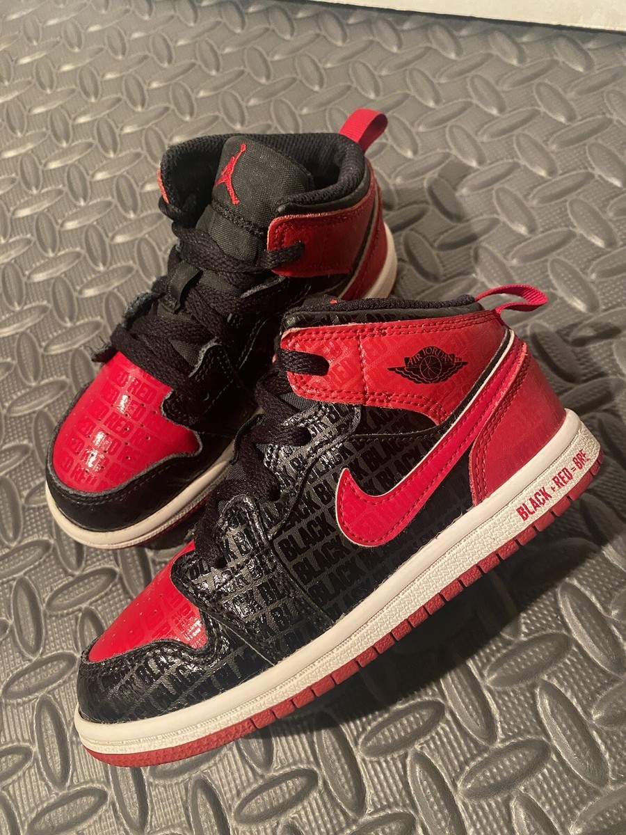 Nike Air Jordan Mid Bred Black Red size 10c Toddler Shoes DM9649