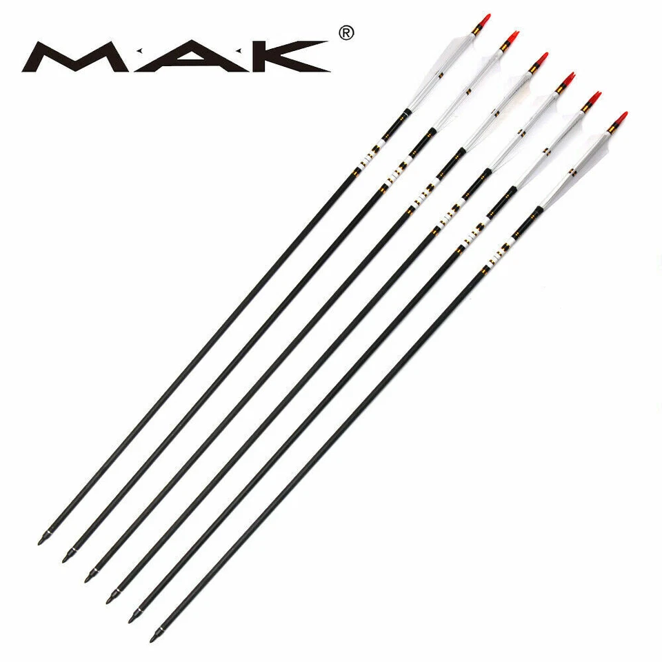 31/33'' Carbon Arrows Turkey Feather Spine 500 7.6mm Archery Hunting Shooting - Image 2 of 4