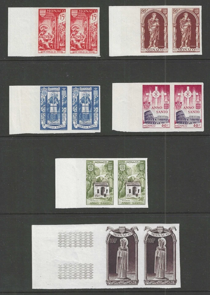 Monaco, 1951, Scott #262-273 Imperf Pairs, Mint, N.H., V.F.-X.F - Image 2 of 2