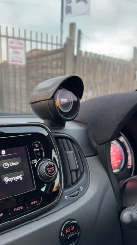 Abarth Boost Gauge Pod Covers Cowl Black Genuine Carbon Fibre 500 595 Two Piece - Video 1 of 1