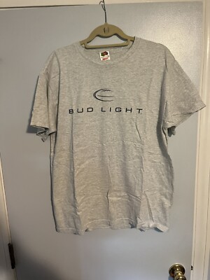 Vintage Bud Light Football Gray And Blue Fruit Of The Loom Heavy Cotton T Shirt