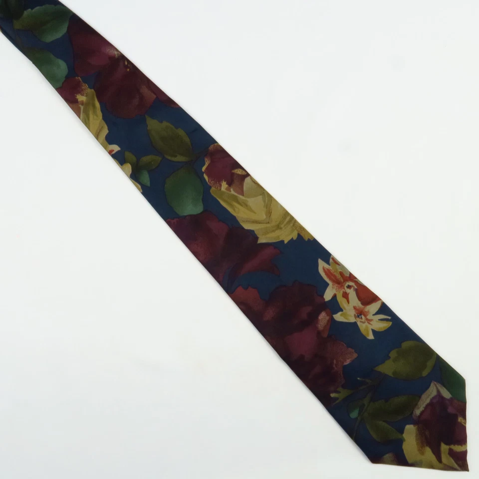 Corbata de cuello vintage Hathaway floral colores otoñales pintura artística silenciada 56"x4" corta Foto 2 de 4
