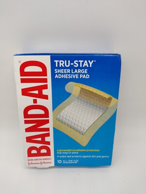 Band-Aid Tru-Stay Adhesive Pads Large Comfort Flex 2 7/8 x 4 Inches 10/Box