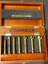 Columbia Forstner Bits 8 Piece Set in Woden Box Drill 