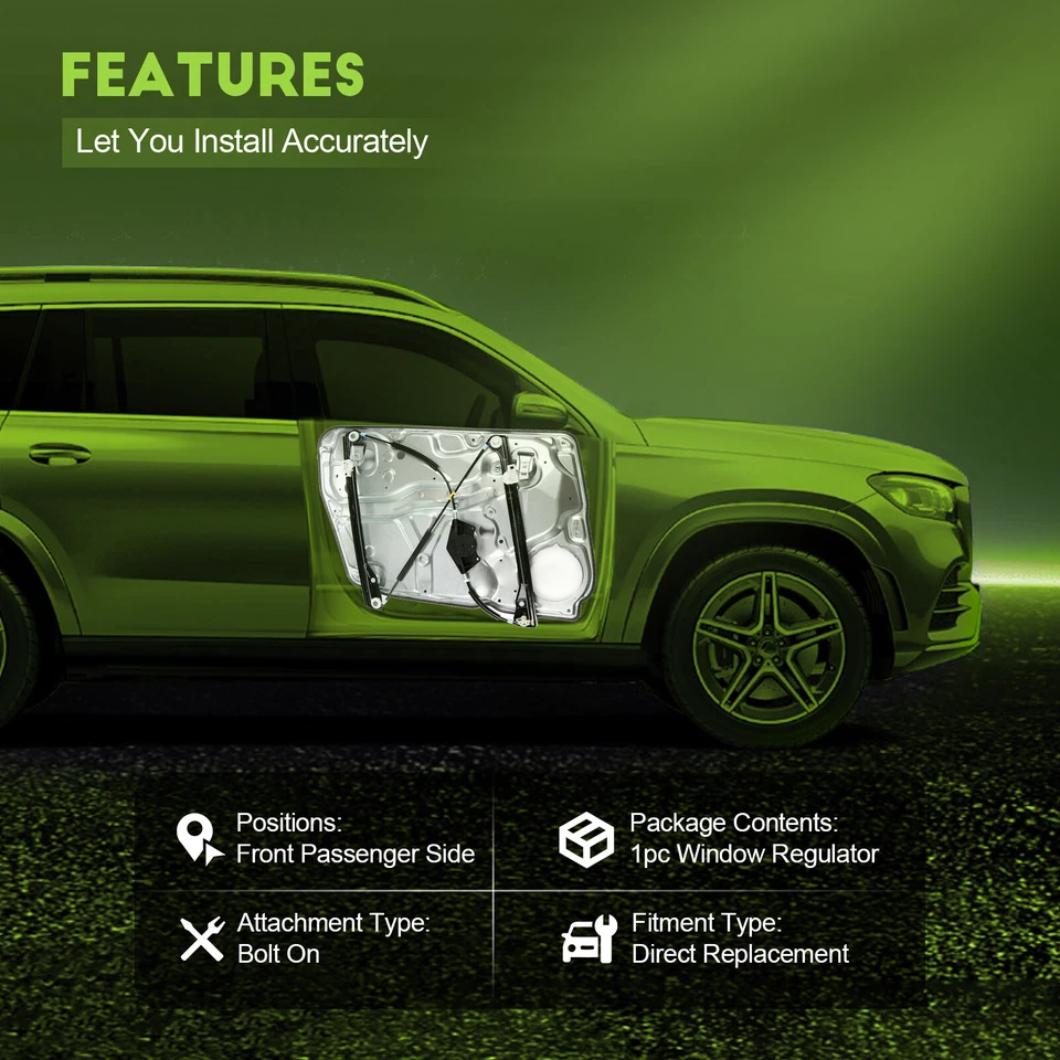 Regulador de ventana delantero derecho sin motor para Volkswagen Passat 1998-2005 Foto 2 de 4