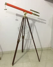 Vintage Big Barrel Scope with Adjustable Stand Golden Telescope Vintage Gar