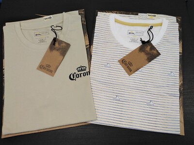 2 X CORONA BIER T-SHIRTS GRÖSSE S. 1 X GESTREIFT PARADISE WAVE 1 X GOOD VIBES DESIGN