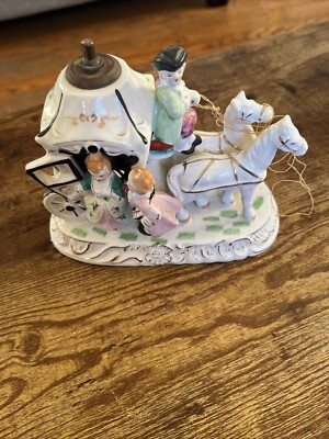 1940 s Schor Parcraft Ceramic Hoarse Drawn Carriage Night No Wire With It