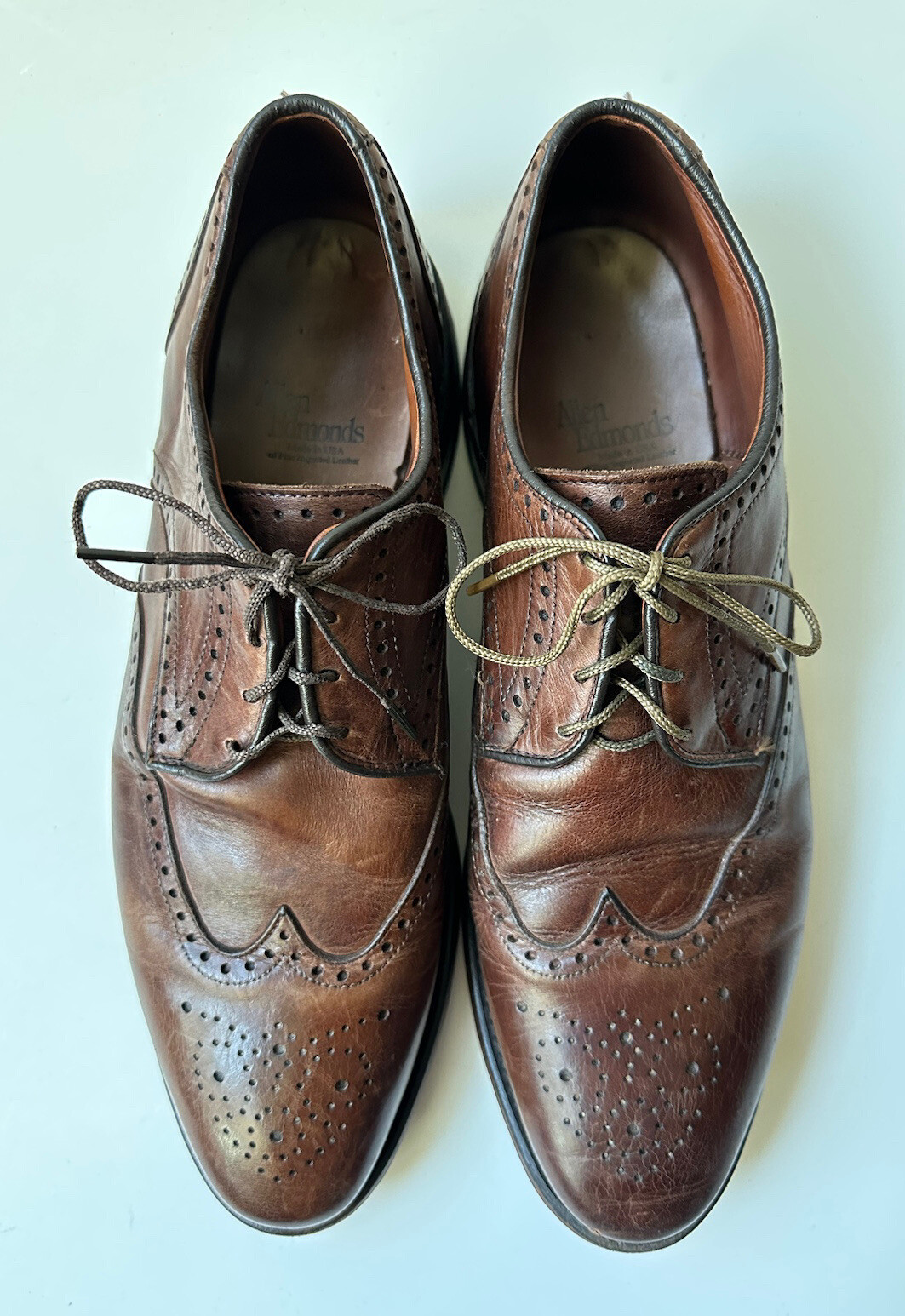Allen Edmonds Hinsdale Men’s Brown Leather Wingtip Derby Dress Shoes Sz 11D -M31 image 4