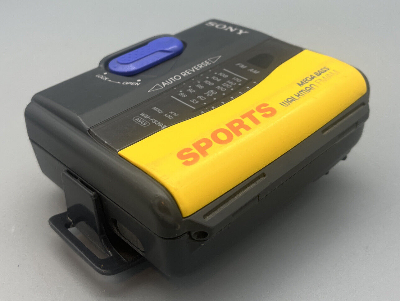 Sony+Sports+Walkman+Cassette+80s+Yellow+Wm-fs393+Working+Tested+ 