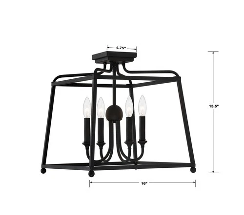 Sylvan 4-Light Ceiling Mount in Forge Black - Picture 3 of 3