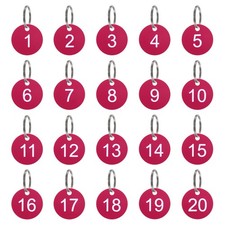 20Pcs Number Tags 1-20 35mm Round Key Tags for House Lockers Rose