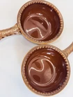 Pair Of Vintage Hull Pottery Brown Drip Glaze Soup Chili Crock Bowls w/ Handles