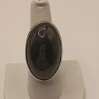 Large Oval Black Onyx Sterling Silver Ring Statement Boho Vintage Style Size 7