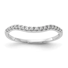 14K White Gold 1/10 carat Diamond Contoured Complete Wedding Band Ring Sz 7