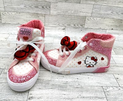 Brand New Hello Kitty Ground Up Size 3 Heart Pillow High Top Glitter Sneakers