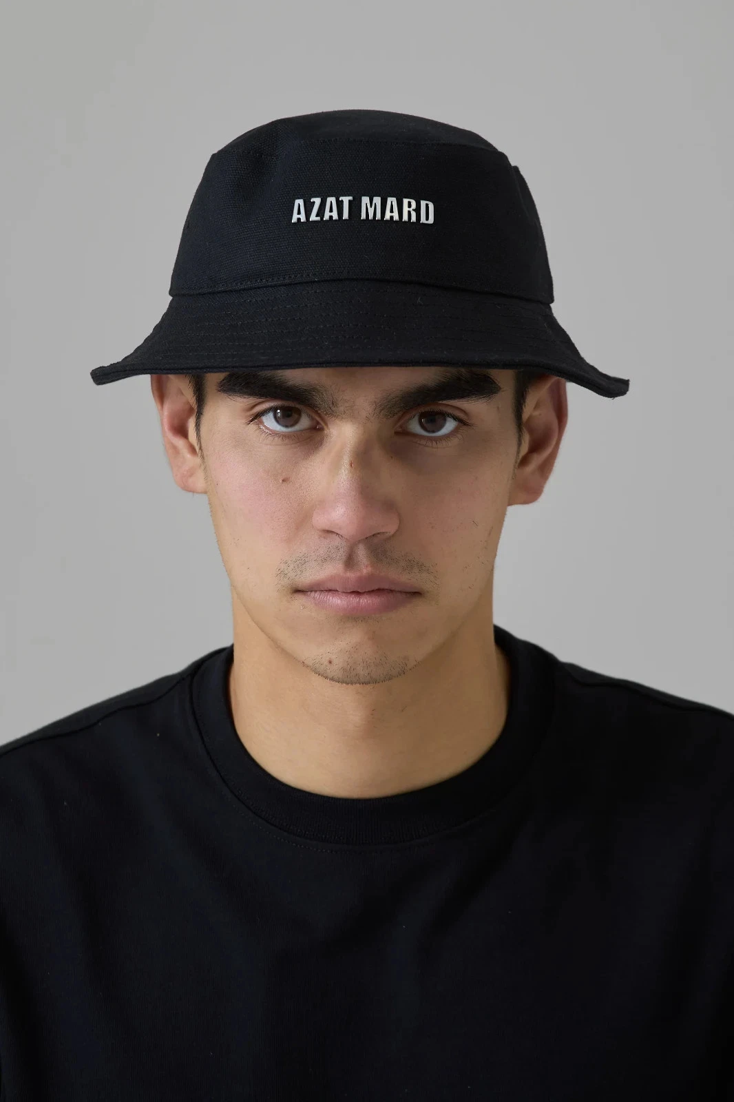 Azat Mard Black Bucket Hat, Cotton Twill Lightweight Breathable Logo Sun Hat NWT