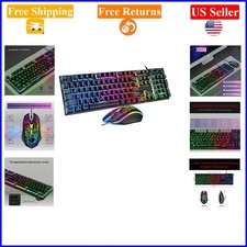 Wired RGB Backlit Gaming Keyboard  Mouse Set, 104 Keys, USB, Multicolor