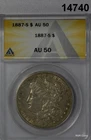 1887 S MORGAN SILVER DOLLAR ANACS CERTIFIED AU50! ORIGINAL COIN! #14740